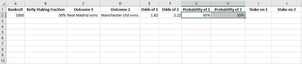 Calculator in Excel Step 4