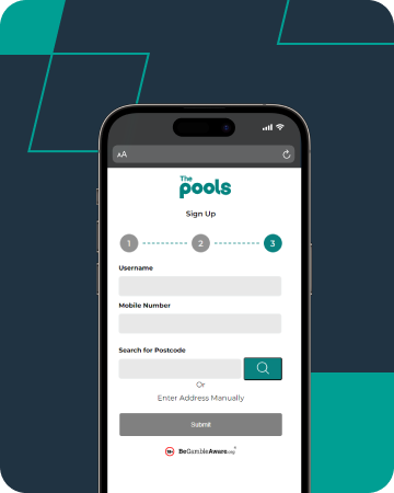 The pools registration screen