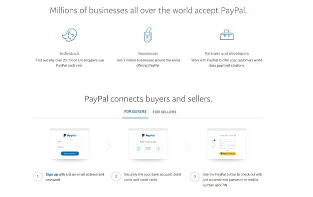 PayPal Homepage Screenshot