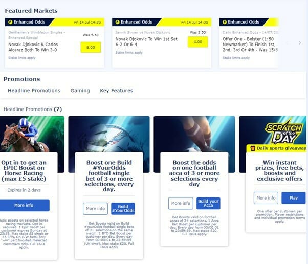 William Hill Existing Customer Offers Screenshot