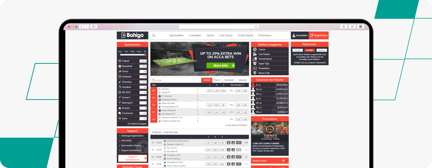 Screenshot of Bahigo Live Betting Page